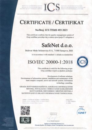 Certifikat ISO 20000-1:2018 Certifikat ISO 20000-1:2018